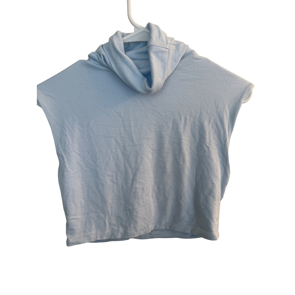 Naked Wardrobe Top Women's L Light Blue Cowl Neck Cropped‎ Cap Sleeve